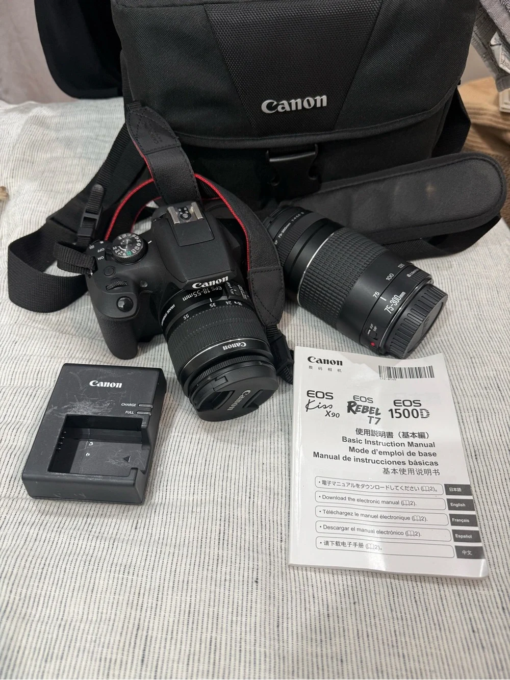 Canon EOS Rebel T7 DSLR with 18-55mm and 75-300mm Lenses